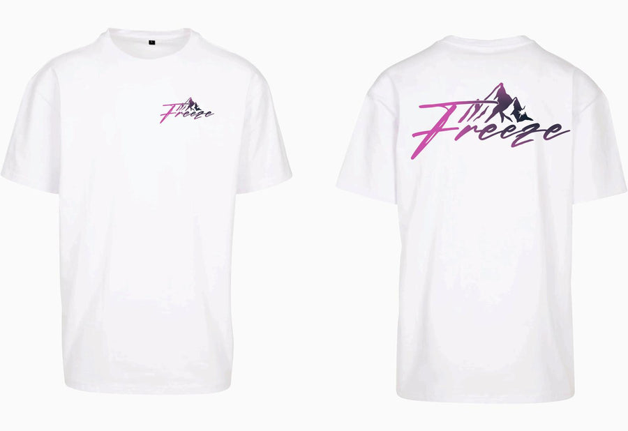 FREEZE Alpine Oversize Tee – White (Pink Print)