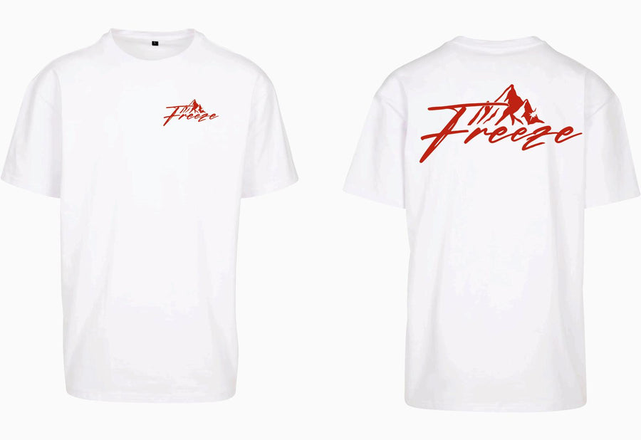 FREEZE Alpine Oversize Tee – White (Red Print)