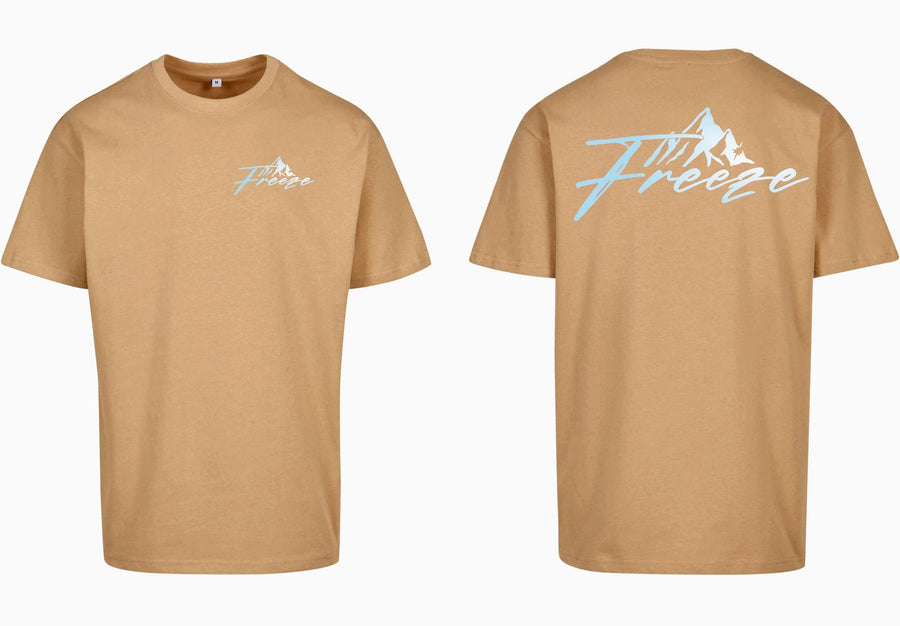 FREEZE Alpine Oversize Tee – Sand (Ice Blue Print)