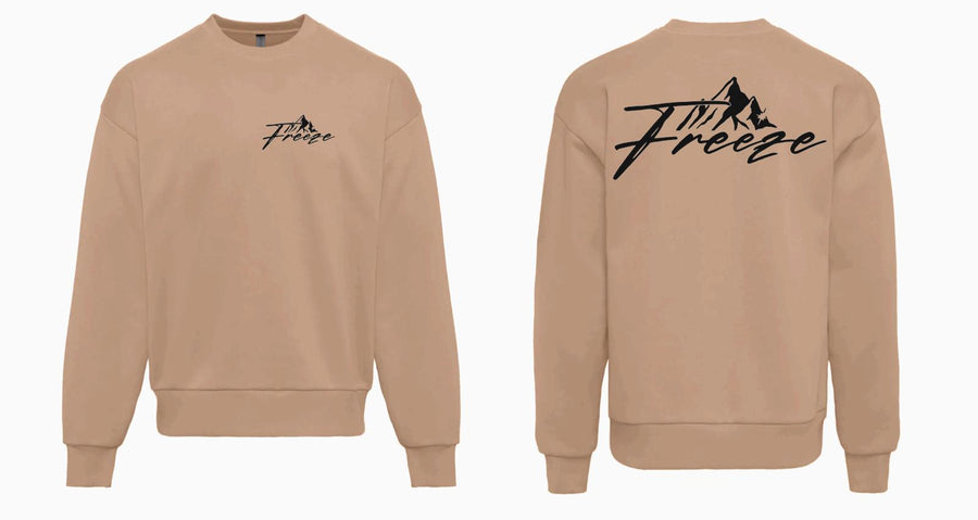 FREEZE Alpine Oversize Sweater – Sand (Black Print)